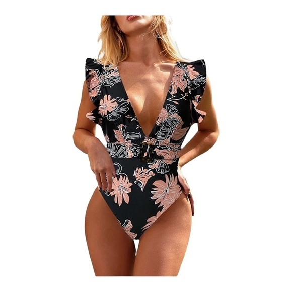 Avanova Deep V-Neck Ruffled One Piece Swimsuit NWT - Picture 6 of 6